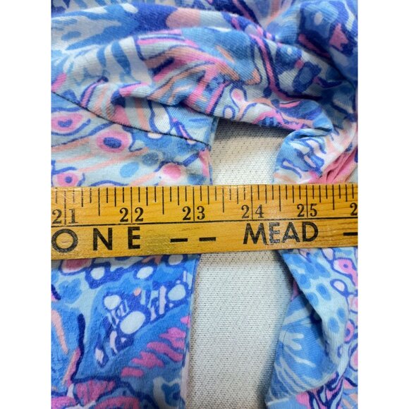 Talbots Lace Trim Tunic Flowing Floral Blouse Womens XL Blue 3/4 Sleeves Boho - Picture 8 of 11